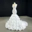 Luxury / Gorgeous White Bridal Wedding Dresses 2020 Trumpet / Mermaid Spaghetti Straps Sleeveless Backless Appliques Lace Handmade  Beading Court Train Ruffle
