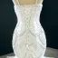 Luxury / Gorgeous White Bridal Wedding Dresses 2020 Trumpet / Mermaid Spaghetti Straps Sleeveless Backless Appliques Lace Handmade  Beading Court Train Ruffle