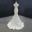 Luxury / Gorgeous Ivory Bridal Wedding Dresses 2020 Trumpet / Mermaid Off-The-Shoulder Short Sleeve Backless Sequins Beading Detachable Cathedral Train Ruffle