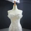 Luxury / Gorgeous Ivory Bridal Wedding Dresses 2020 Trumpet / Mermaid Off-The-Shoulder Short Sleeve Backless Sequins Beading Detachable Cathedral Train Ruffle