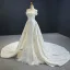 Luxury / Gorgeous Ivory Bridal Wedding Dresses 2020 Trumpet / Mermaid Off-The-Shoulder Short Sleeve Backless Sequins Beading Detachable Cathedral Train Ruffle