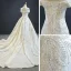 Luxury / Gorgeous Ivory Bridal Wedding Dresses 2020 Trumpet / Mermaid Off-The-Shoulder Short Sleeve Backless Sequins Beading Detachable Cathedral Train Ruffle