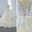 Luxe Ivoire La Mariée Robe De Mariée 2020 Robe Boule Encolure Carrée Sans Manches Dos Nu Fait main Perlage Paillettes Chapel Train Volants