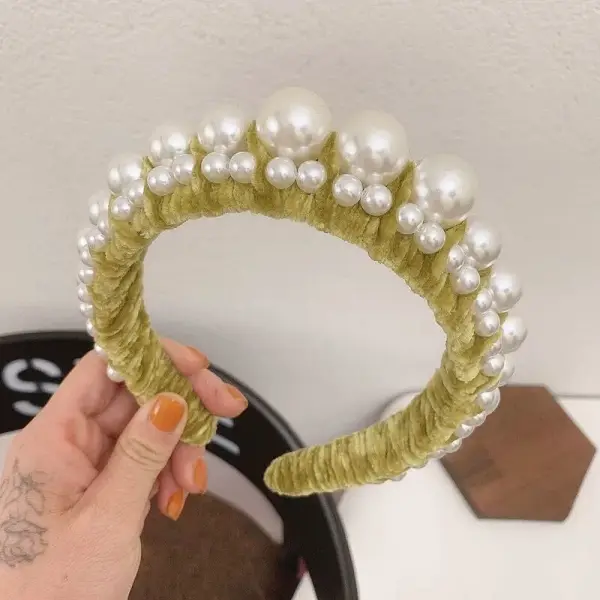 Snygga / Fina Svarta Pärla Hair Hoop 2020 Mocka Hårsmycken Tillbehör