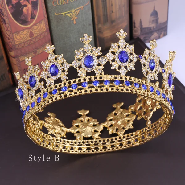 Vintage / Originale Doré Tiare Accessoire Cheveux Mariage 2020 Alliage Rouge Faux Diamant Mariage Accessorize