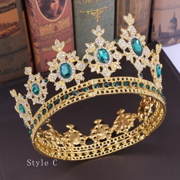 Vintage / Originale Doré Tiare Accessoire Cheveux Mariage 2020 Alliage Rouge Faux Diamant Mariage Accessorize