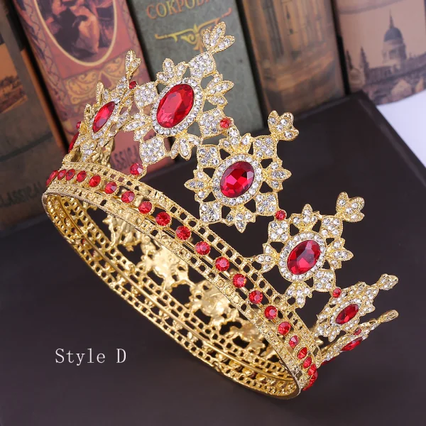 Vintage / Originale Doré Tiare Accessoire Cheveux Mariage 2020 Alliage Rouge Faux Diamant Mariage Accessorize