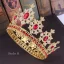Vintage / Originale Doré Tiare Accessoire Cheveux Mariage 2020 Alliage Rouge Faux Diamant Mariage Accessorize