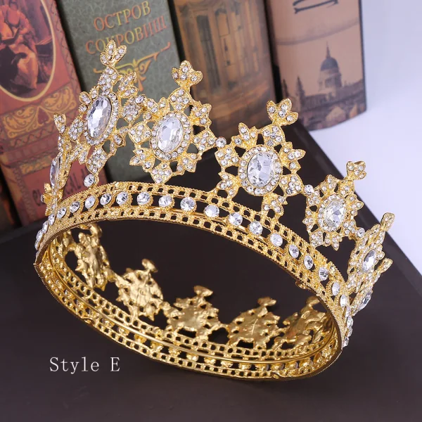 Vintage / Originale Doré Tiare Accessoire Cheveux Mariage 2020 Alliage Rouge Faux Diamant Mariage Accessorize