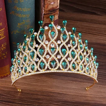 Stunning Dark Green Rhinestone Tiara 2020 Alloy Bridal Hair Accessories