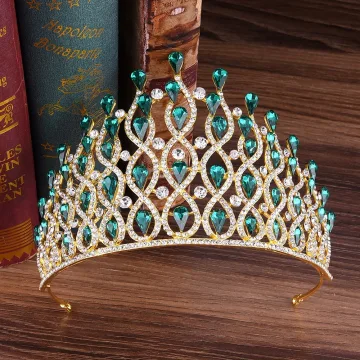 Stunning Donkergroen Rhinestone Tiara 2020 Legering Bruids Haaraccessoires