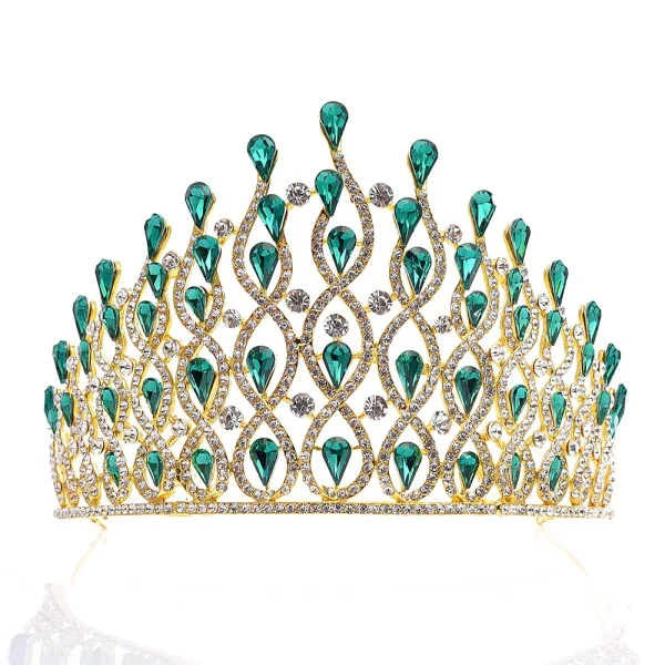 Étourdissant Vert Foncé Faux Diamant Tiare 2020 Alliage Accessoire Cheveux Mariage
