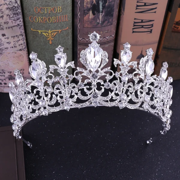 Vintage Królewski Niebieski Rhinestone Tiara Ozdoby Do Włosów Ślubne 2020 Stop Ślub Akcesoria