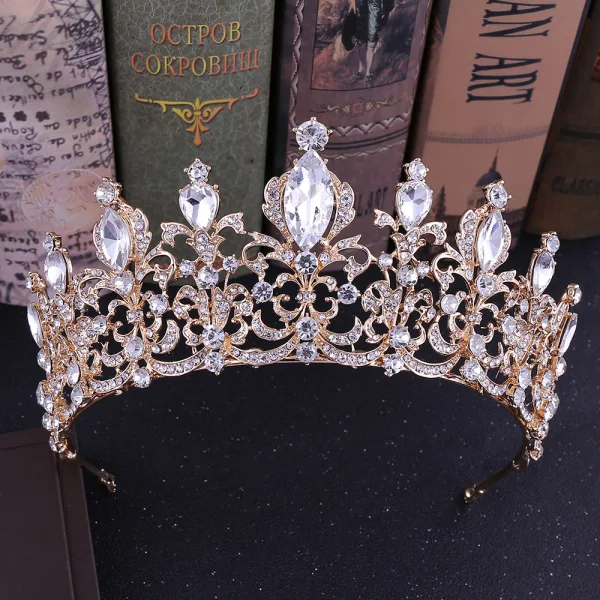 Vintage Królewski Niebieski Rhinestone Tiara Ozdoby Do Włosów Ślubne 2020 Stop Ślub Akcesoria