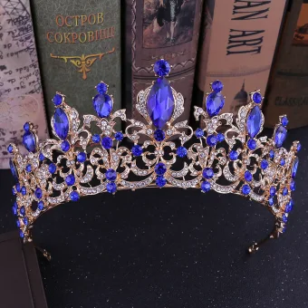 Vintage Retro Royal Blue Rhinestone Tiara Bridal Hair Accessories 2020 Alloy Wedding Accessories