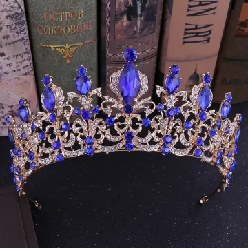 Vintage Retro Royal Blue Rhinestone Tiara Bridal Hair Accessories 2020 Alloy Wedding Accessories