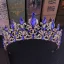 Vintage Królewski Niebieski Rhinestone Tiara Ozdoby Do Włosów Ślubne 2020 Stop Ślub Akcesoria