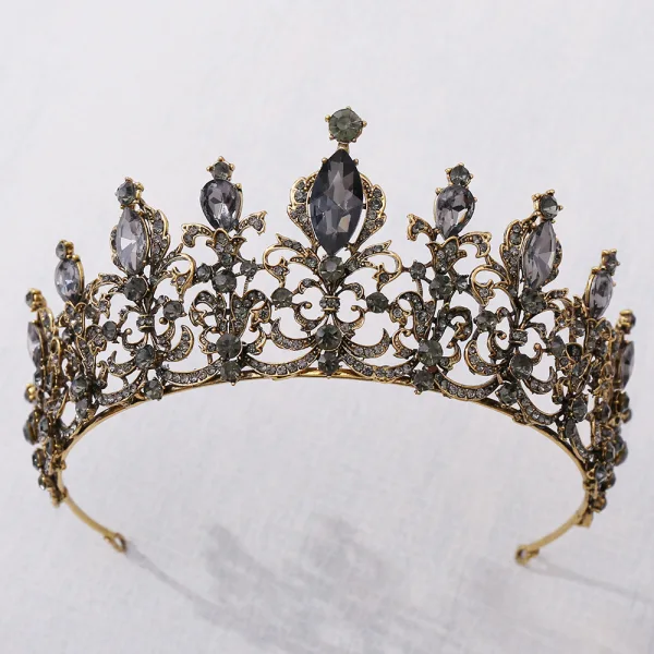 Vintage Królewski Niebieski Rhinestone Tiara Ozdoby Do Włosów Ślubne 2020 Stop Ślub Akcesoria