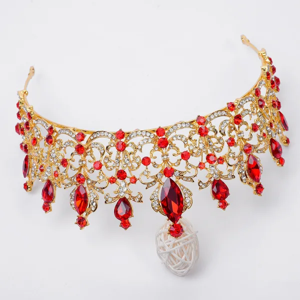 Vintage Królewski Niebieski Rhinestone Tiara Ozdoby Do Włosów Ślubne 2020 Stop Ślub Akcesoria