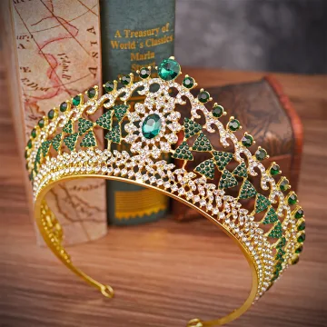 Classic Dark Green Rhinestone Tiara Bridal Hair Accessories 2020 Alloy Wedding Accessories