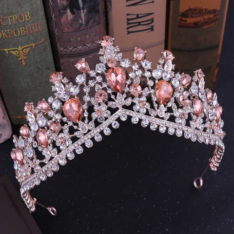 Schöne Rose Gold Strass Diadem Haarschmuck Braut  2020 Legierung Hochzeit Brautaccessoires