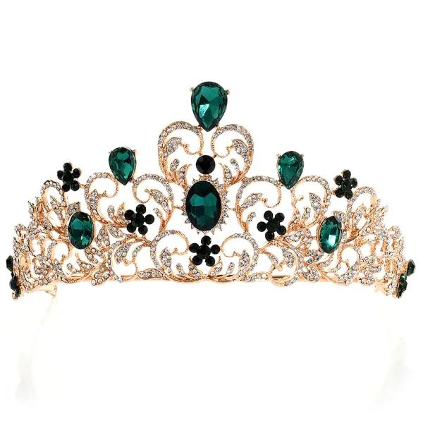 Elegante Roos Goud Rhinestone Tiara Bruids Haaraccessoires 2020 Legering Huwelijk Accessoires