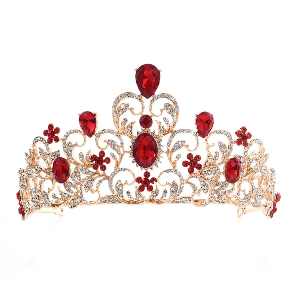 Elegante Roos Goud Rhinestone Tiara Bruids Haaraccessoires 2020 Legering Huwelijk Accessoires