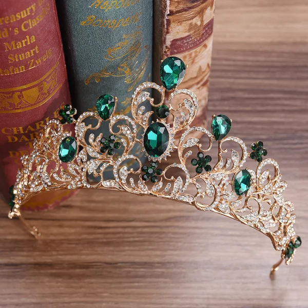 Elegante Roos Goud Rhinestone Tiara Bruids Haaraccessoires 2020 Legering Huwelijk Accessoires