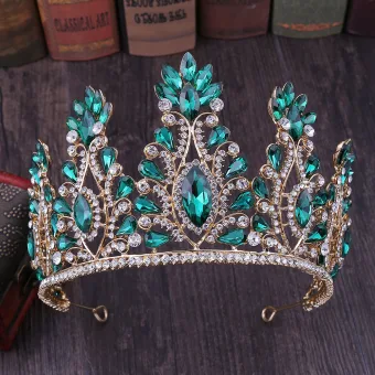 Traditional Dark Green Rhinestone Tiara Bridal Hair Accessories 2020 Alloy Accessories