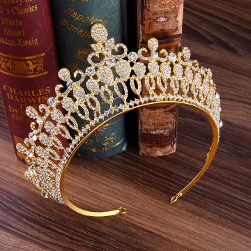 Klassisk Gull Tiara Har Tilbehor 2020 Legering Rhinestone Tiara Bryllup Tilbehør