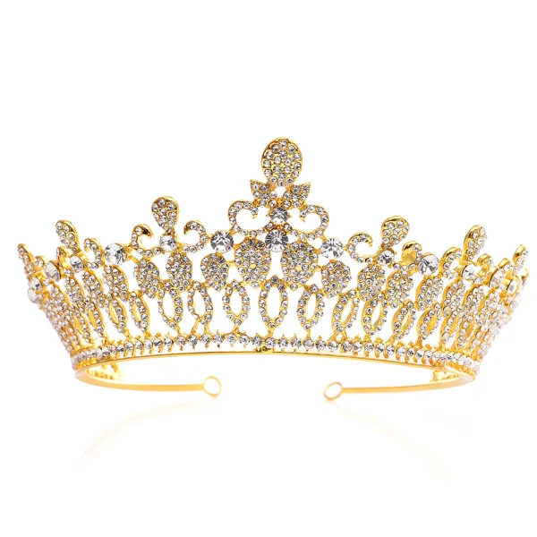 Classic Gold Tiara Bridal Hair Accessories 2020 Alloy Rhinestone Tiara Wedding Accessories