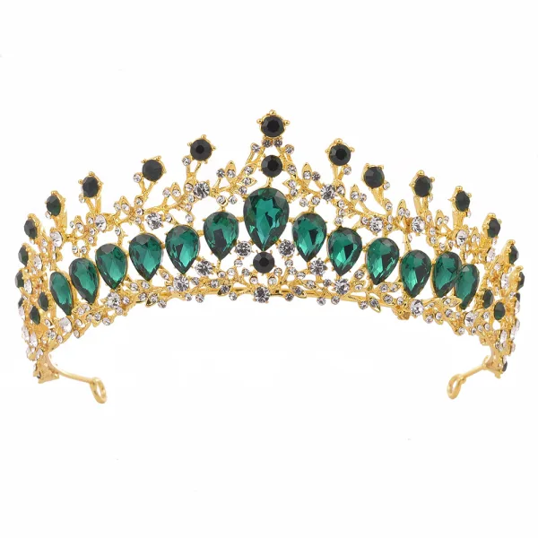 Chic / Belle Vert Foncé Faux Diamant Tiare Accessoire Cheveux Mariage 2020 Alliage Mariage Accessorize
