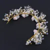 Flower Fairy Gold Headpieces Wedding Accessories 2020 Alloy Flower Beading Pearl Bridal Hair Accessories