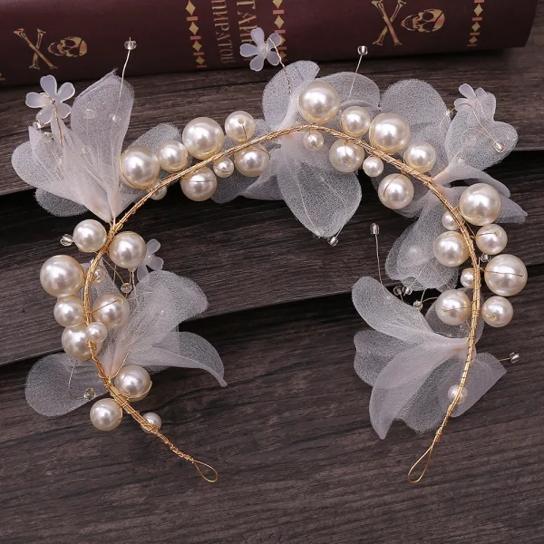 Flower Fairy Ivory Bridal Jewelry 2020 Alloy Flower Beading Pearl Earrings Headpieces Bridal Hair Accessories