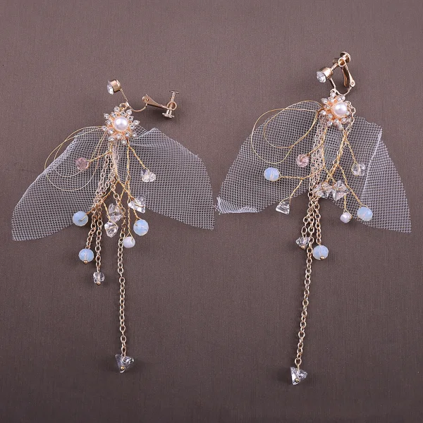 Chic / Beautiful Gold Bridal Jewelry 2020 Alloy Beading Pearl Hair Hoop Earrings Bridal Hair Accessories