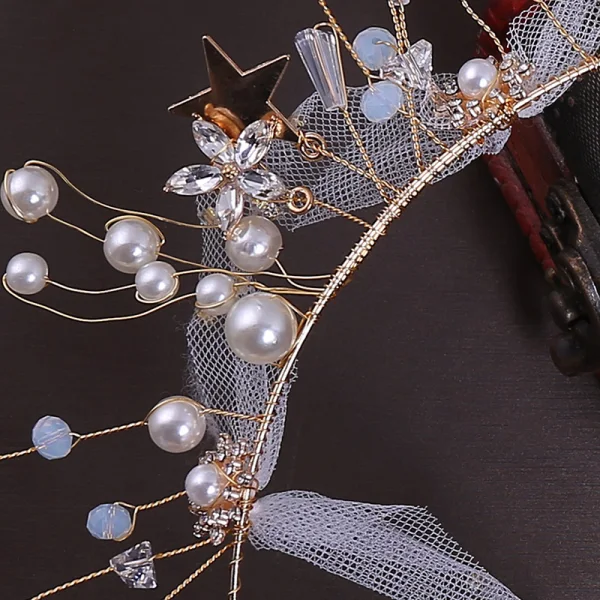Chic / Beautiful Gold Bridal Jewelry 2020 Alloy Beading Pearl Hair Hoop Earrings Bridal Hair Accessories