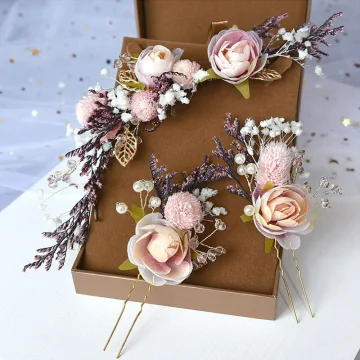 Blomsterfe Perle Rosa Hodepynt Bryllup Tilbehør 2020 Legering Blomst Perle Har Tilbehor