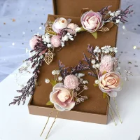Blomsterfe Perle Rosa Hodepynt Bryllup Tilbehør 2020 Legering Blomst Perle Har Tilbehor
