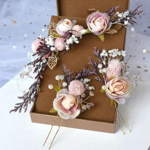 Blumenfee Pearl Rosa Kopfschmuck Hochzeit Brautaccessoires 2020 Legierung Blumen Perle Haarschmuck Braut