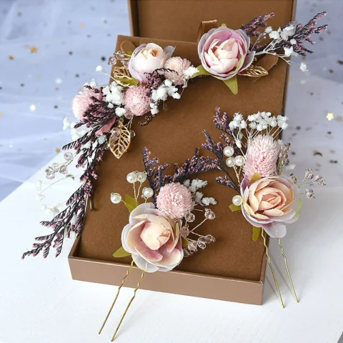 Blumenfee Pearl Rosa Kopfschmuck Hochzeit Brautaccessoires 2020 Legierung Blumen Perle Haarschmuck Braut