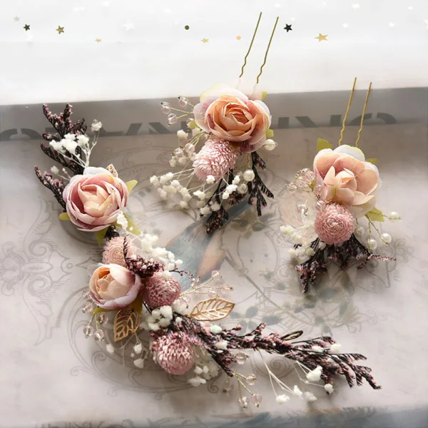Flower Fairy Pearl Pink Headpieces Wedding Accessories 2020 Alloy Flower Pearl Bridal Hair Accessories