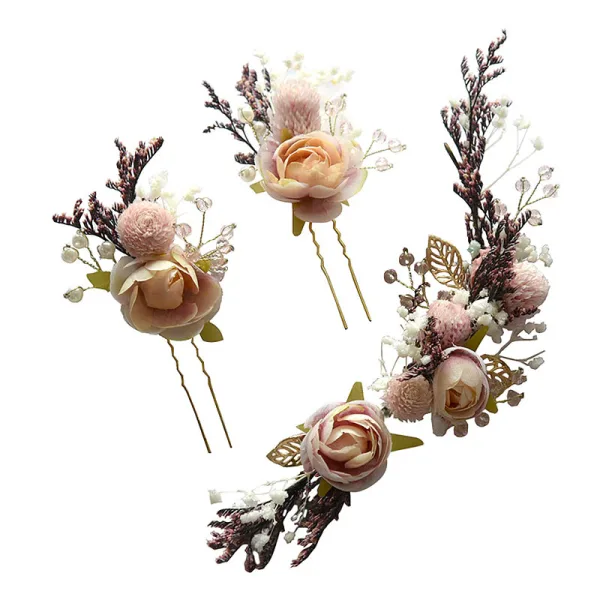 Flower Fairy Pearl Pink Headpieces Wedding Accessories 2020 Alloy Flower Pearl Bridal Hair Accessories