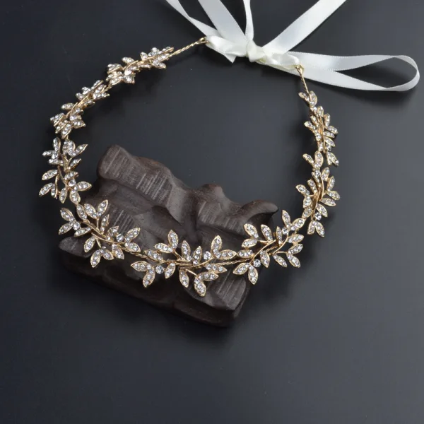 Élégant Doré Bandeaux Accessoire Cheveux Mariage 2020 Alliage Perle Faux Diamant Lacer Accessoire Cheveux Mariage Accessorize