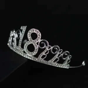 Snygga Fina Silver Födelsedag Tiara 2020 Legering Rhinestone Tillbehör