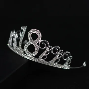 Snygga Fina Silver Födelsedag Tiara 2020 Legering Rhinestone Tillbehör