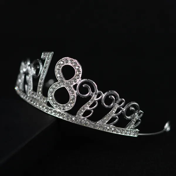 Chic / Beautiful Silver Birthday Tiara 2020 Alloy Rhinestone Accessories