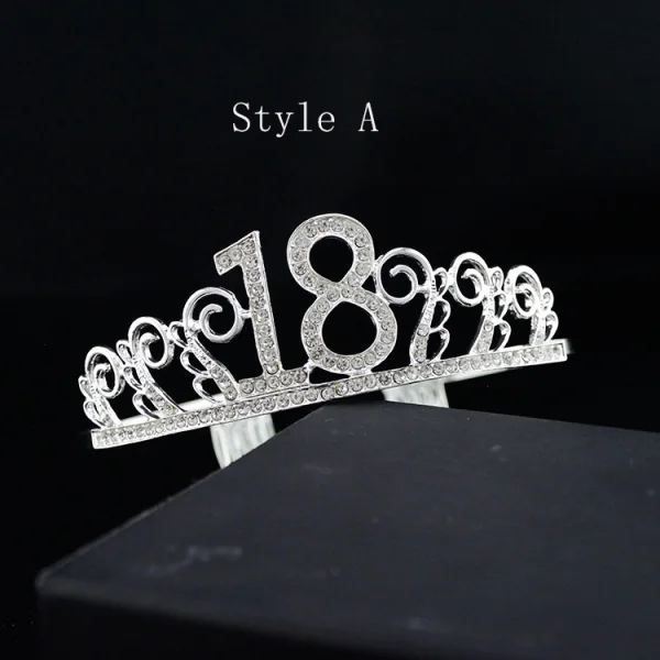 Mooie / Prachtige Zilveren Verjaardag Tiara 2020 Legering Rhinestone Accessoires