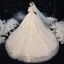 Style Victorien Ivoire La Mariée Robe De Mariée 2020 Robe Boule De l'épaule Gonflée Manches Courtes Dos Nu Fleur Appliques En Dentelle Perlage Cathedral Train Volants