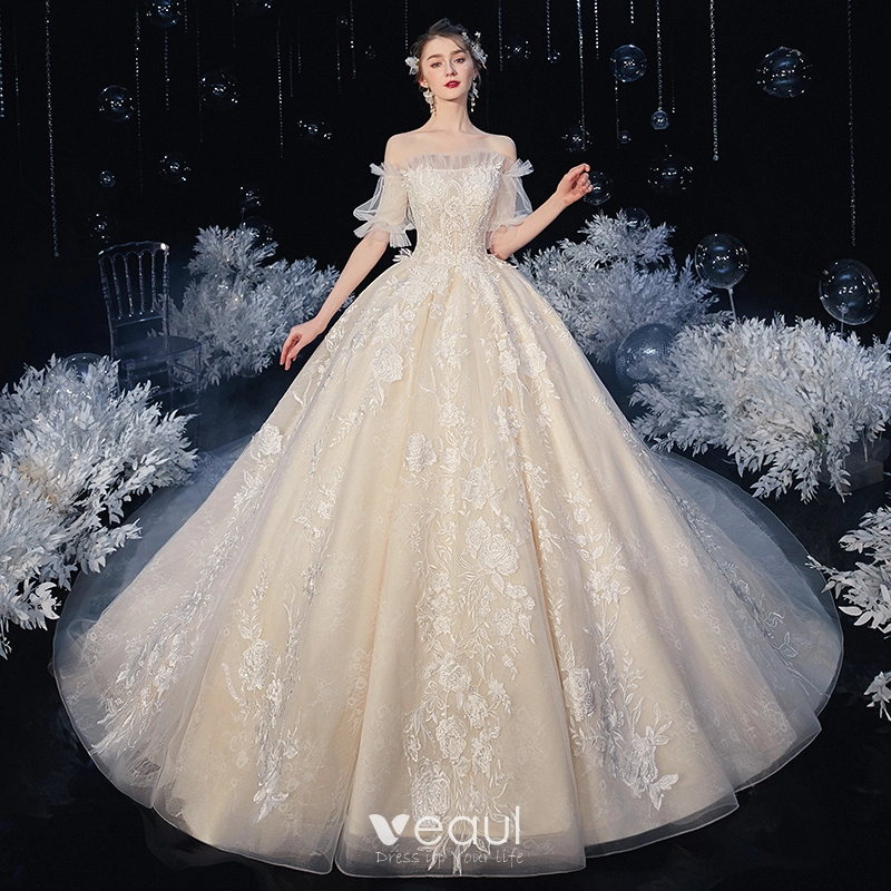 Victorian Style Ivory Bridal Wedding Dresses 2020 Ball Gown Off-The ...