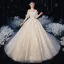 Style Victorien Ivoire La Mariée Robe De Mariée 2020 Robe Boule De l'épaule Gonflée Manches Courtes Dos Nu Fleur Appliques En Dentelle Perlage Cathedral Train Volants